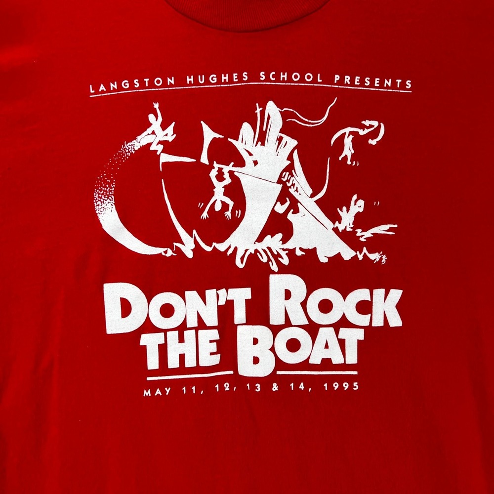 Vintage 90s Langston Hughe School Dont Rock the Boat T Shirt Men XL Red USA READ